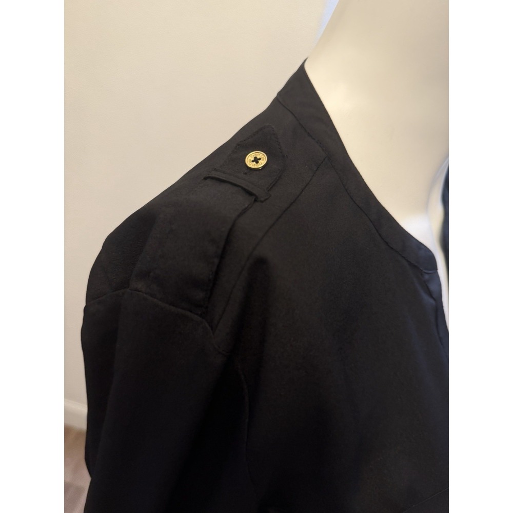 Calvin Klein Zip Pocket Blouse Sz M Button Front Career Office Roll Tab Sleeve - Picture 5 of 13
